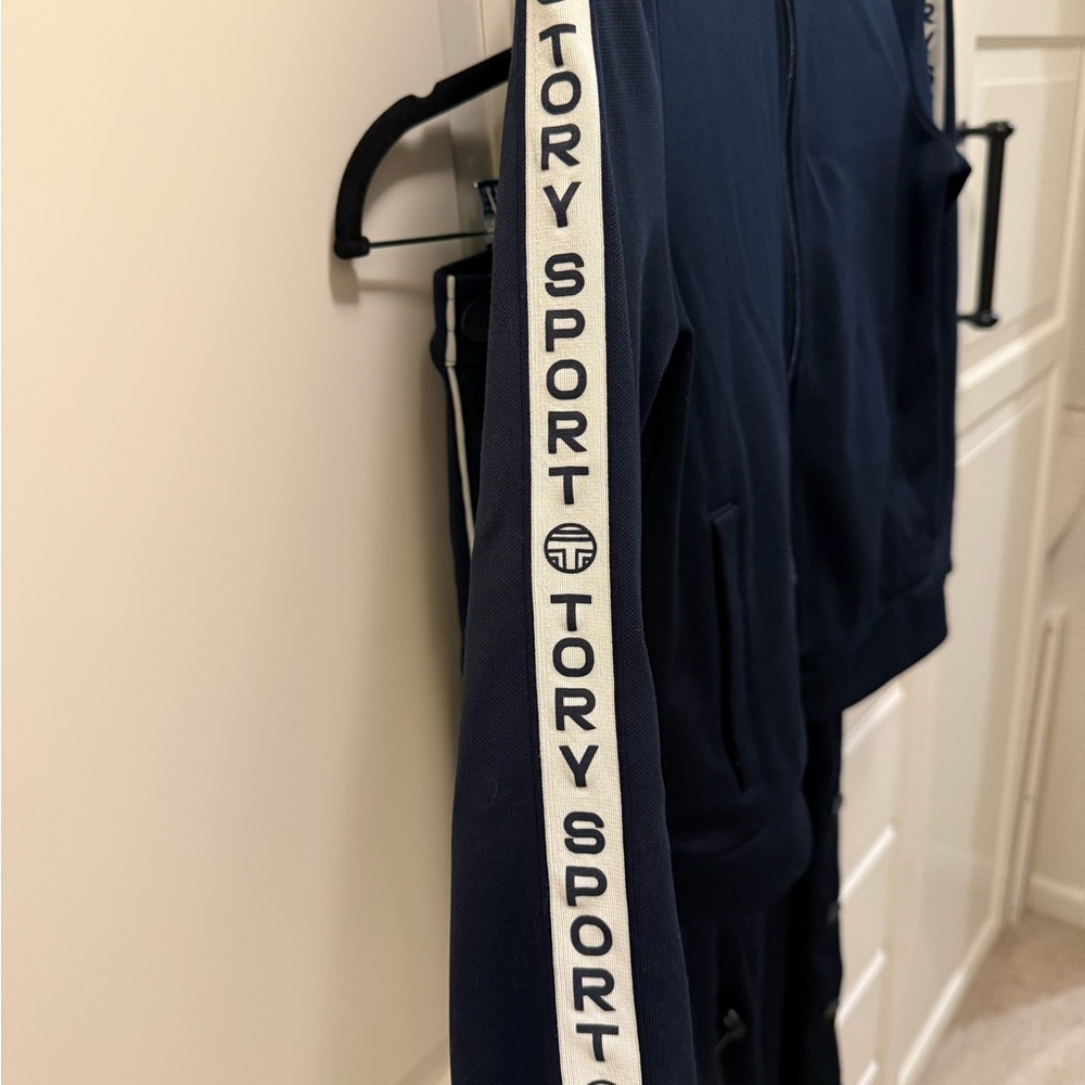 Tory Burch Navy Logo Tape Tracksuit Set Jacket + … - image 3